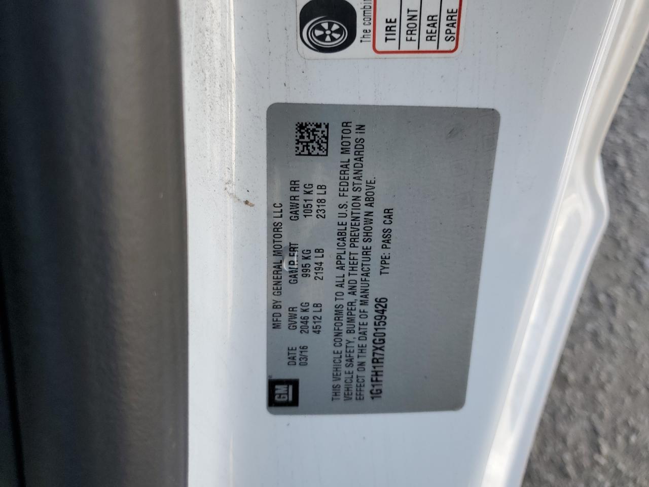 2016 Chevrolet Camaro VIN 1G1FH1R7XG0159426 Copart auction photo, front end damage thumbnail 12
