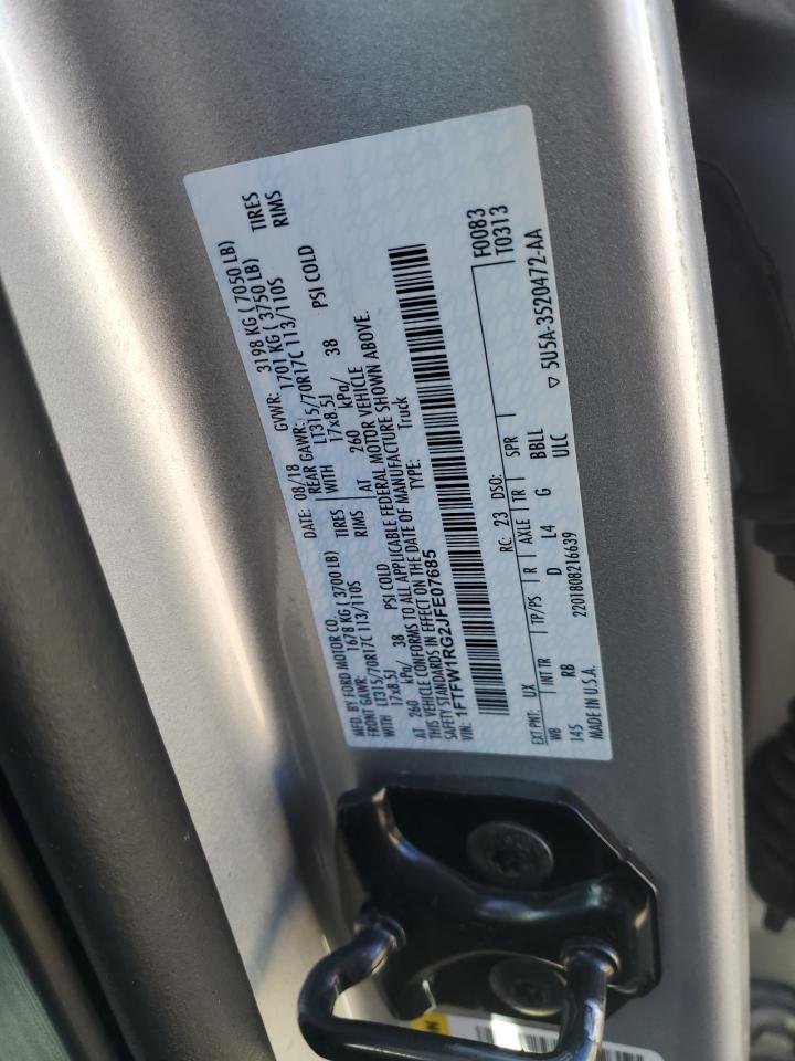 2018 Ford F-150 VIN 1FTFW1RG2JFE07685 Copart auction photo, rear end / minor dent/scratches damage thumbnail 15