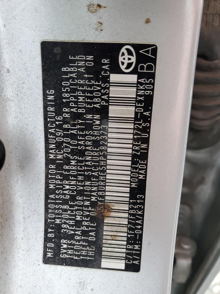 2017 Toyota Corolla VIN 5YFBURHE5HP582373 Copart auction photo, biohazard/chemical damage thumbnail 13