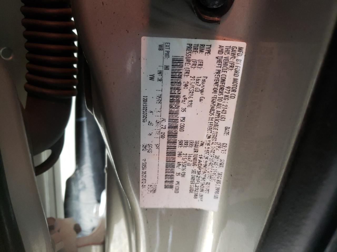 2015 Ford Focus VIN 1FADP3K21FL232388 Copart auction photo, front end damage thumbnail 14