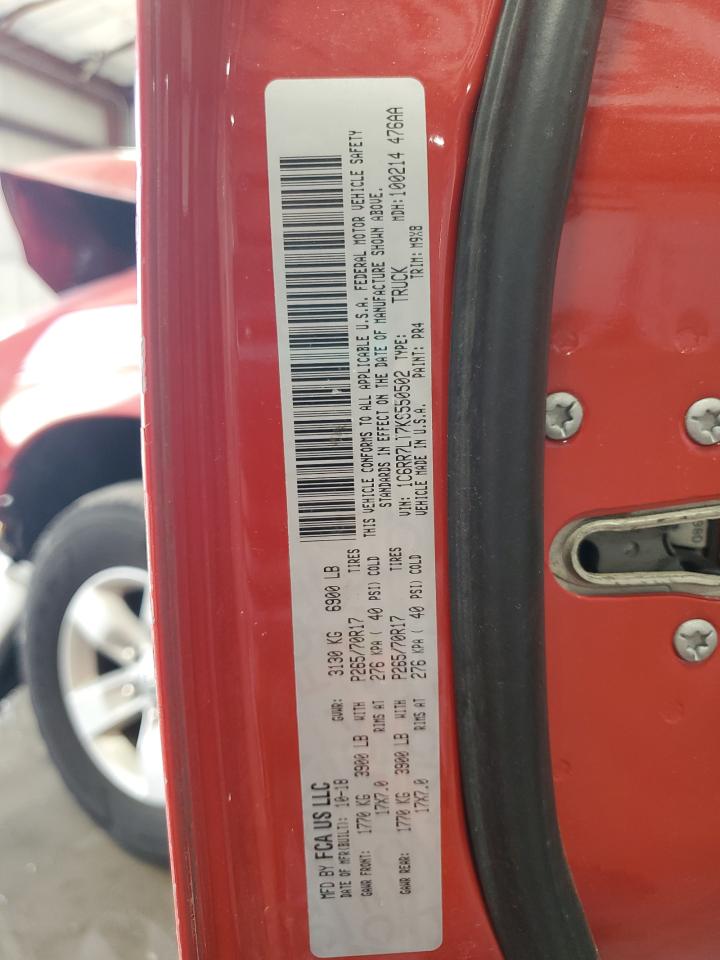 2019 RAM 1500 VIN 1C6RR7LT7KS550502 Copart auction photo, front end damage thumbnail 12