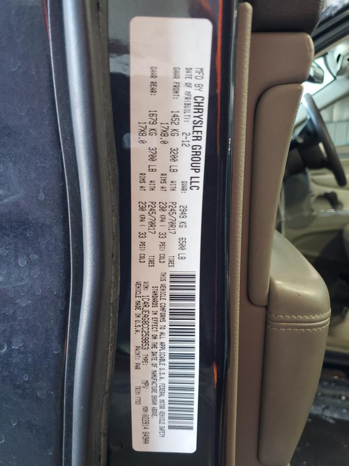 2012 Jeep Grand Cherokee VIN 1C4RJEAG8CC259853 Copart auction photo, front end damage thumbnail 13