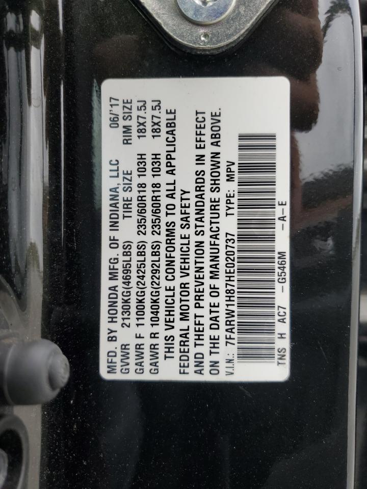 2017 Honda CR-V VIN 7FARW1H87HE020737 Copart auction photo, rear end / front end damage thumbnail 13