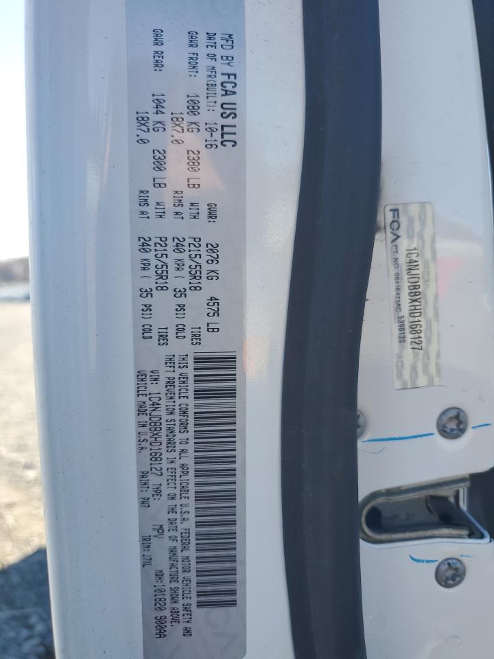 2017 Jeep Compass VIN 1C4NJDBBXHD168127 Copart auction photo, front end damage thumbnail 14