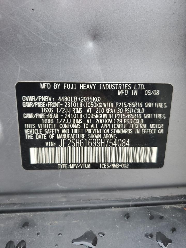 2009 Subaru Forester VIN JF2SH61699H754084 Copart auction photo, front end damage thumbnail 15