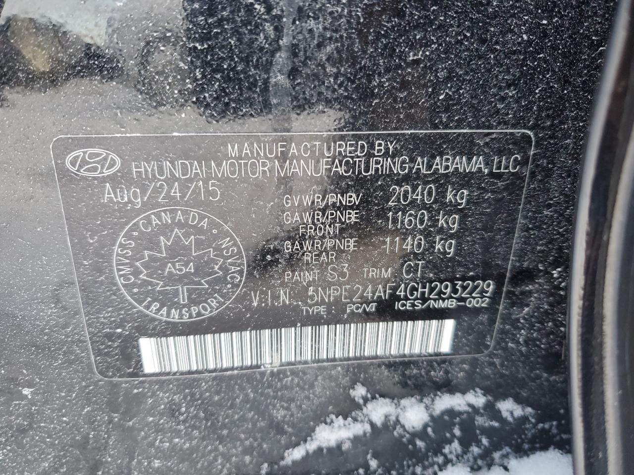 2016 Hyundai Sonata VIN 5NPE24AF4GH293229 Copart auction photo, rear end / undercarriage damage thumbnail 13