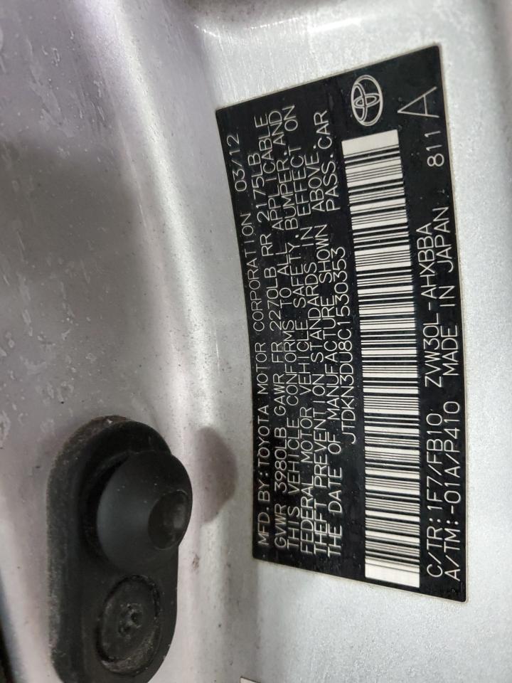 2012 Toyota Prius VIN JTDKN3DU8C1530353 Copart auction photo, all over damage thumbnail 12