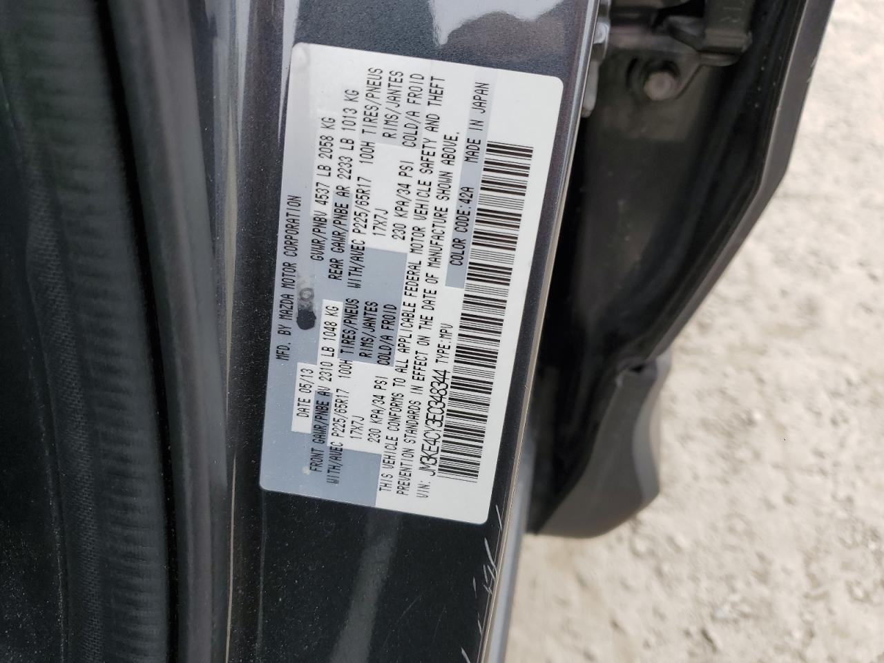 2014 Mazda CX-5 VIN JM3KE4CY3E0348344 Copart auction photo, front end / mechanical damage thumbnail 15
