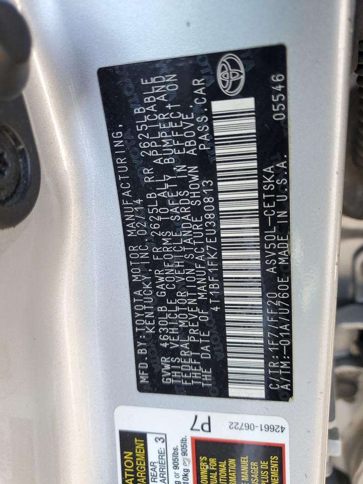 2014 Toyota Camry VIN 4T1BF1FK7EU380813 Copart auction photo, rear end / front end damage thumbnail 14