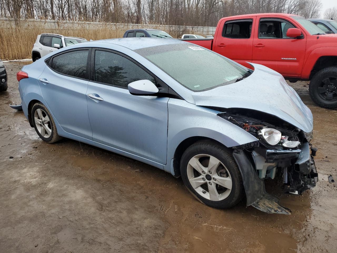 2013 Hyundai Elantra VIN KMHDH4AE8DU733385 Copart auction photo, front end / side damage thumbnail 4