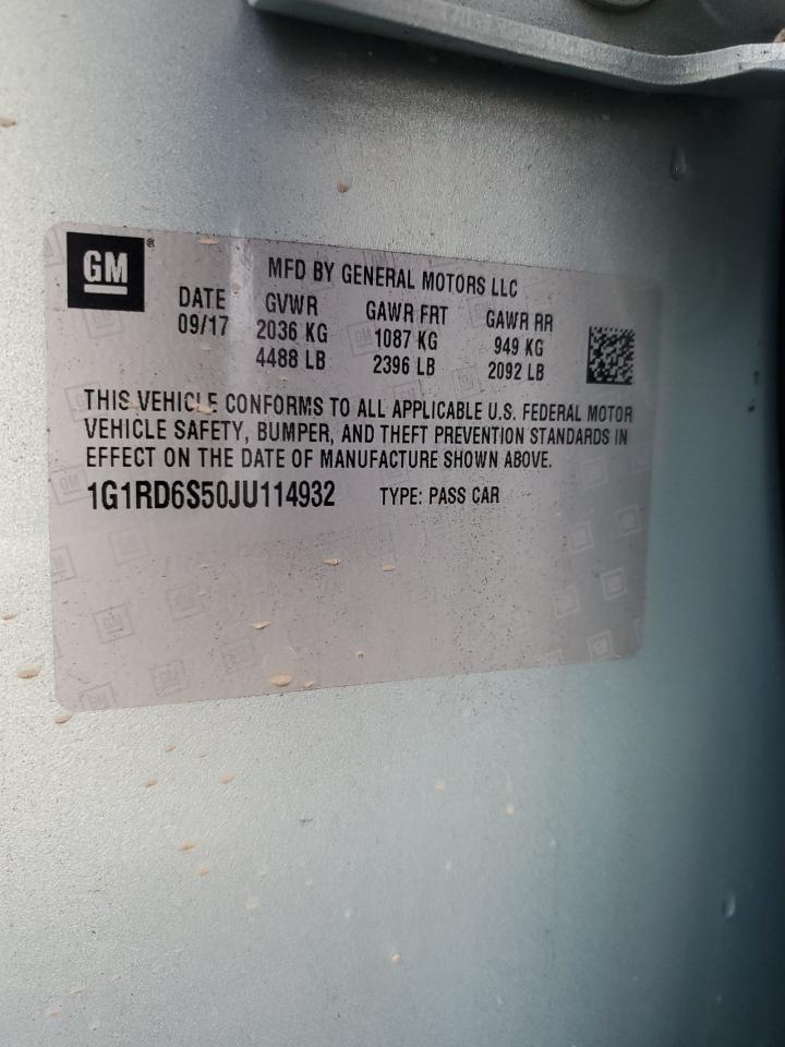 2018 Chevrolet Volt VIN 1G1RD6S50JU114932 Copart auction photo, front end / rear end damage thumbnail 12