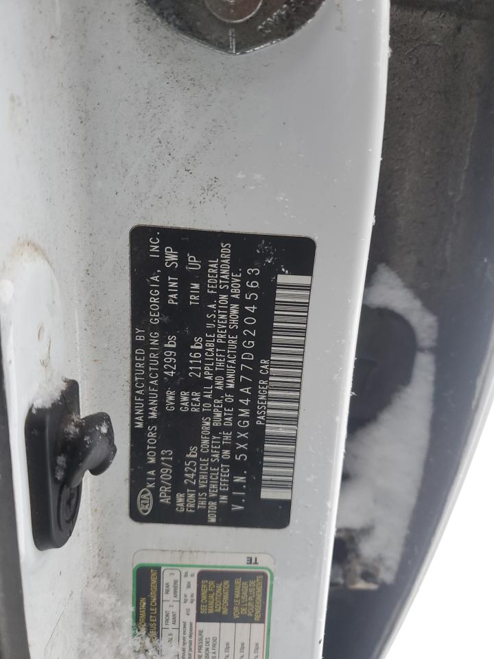 2013 KIA Optima VIN 5XXGM4A77DG204563 Copart auction photo, front end / rear end damage thumbnail 13