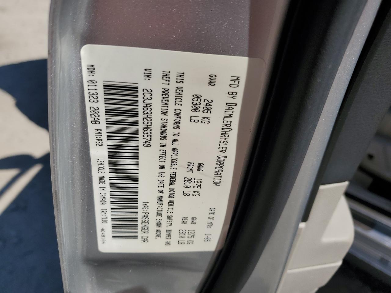 2005 Chrysler 300 VIN 2C3JA63H25H635749 Copart auction photo, burn - engine damage thumbnail 12