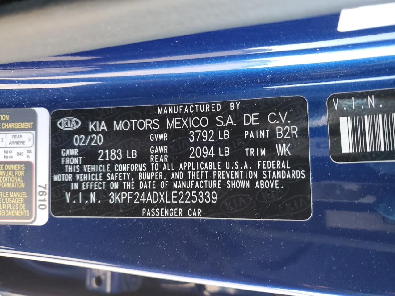 2020 KIA Forte VIN 3KPF24ADXLE225339 Copart auction photo, rear end / front end damage thumbnail 12