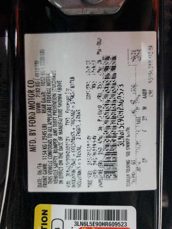 2017 Lincoln MKZ VIN 3LN6L5E90HR609523 Copart auction photo, burn - engine / minor dent/scratches damage thumbnail 12