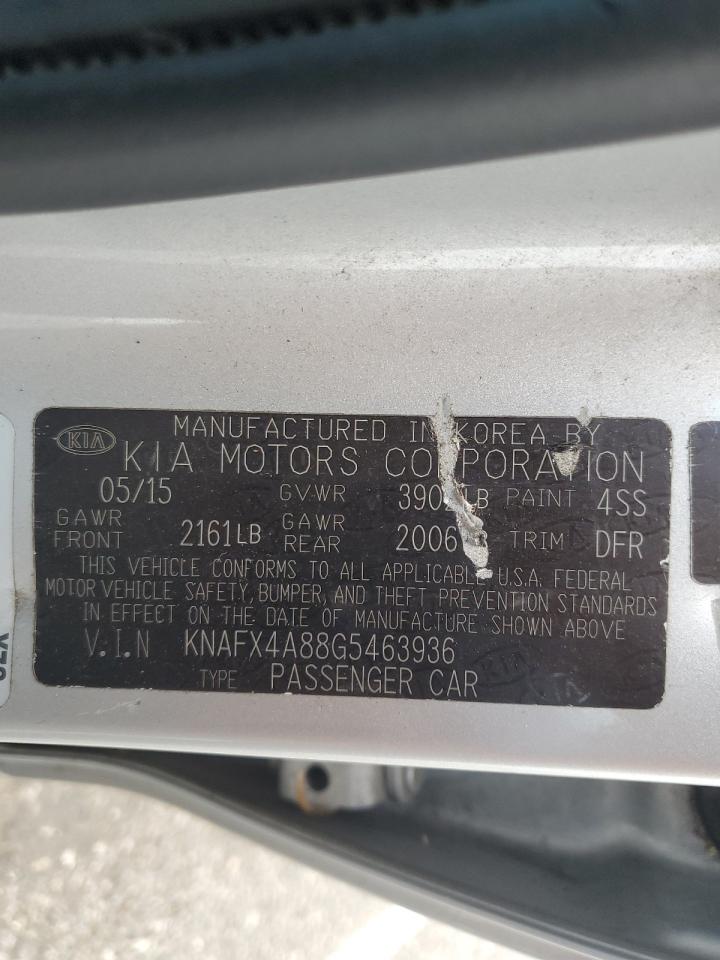2016 KIA Forte VIN KNAFX4A88G5463936 Copart auction photo, mechanical / vandalism damage thumbnail 12