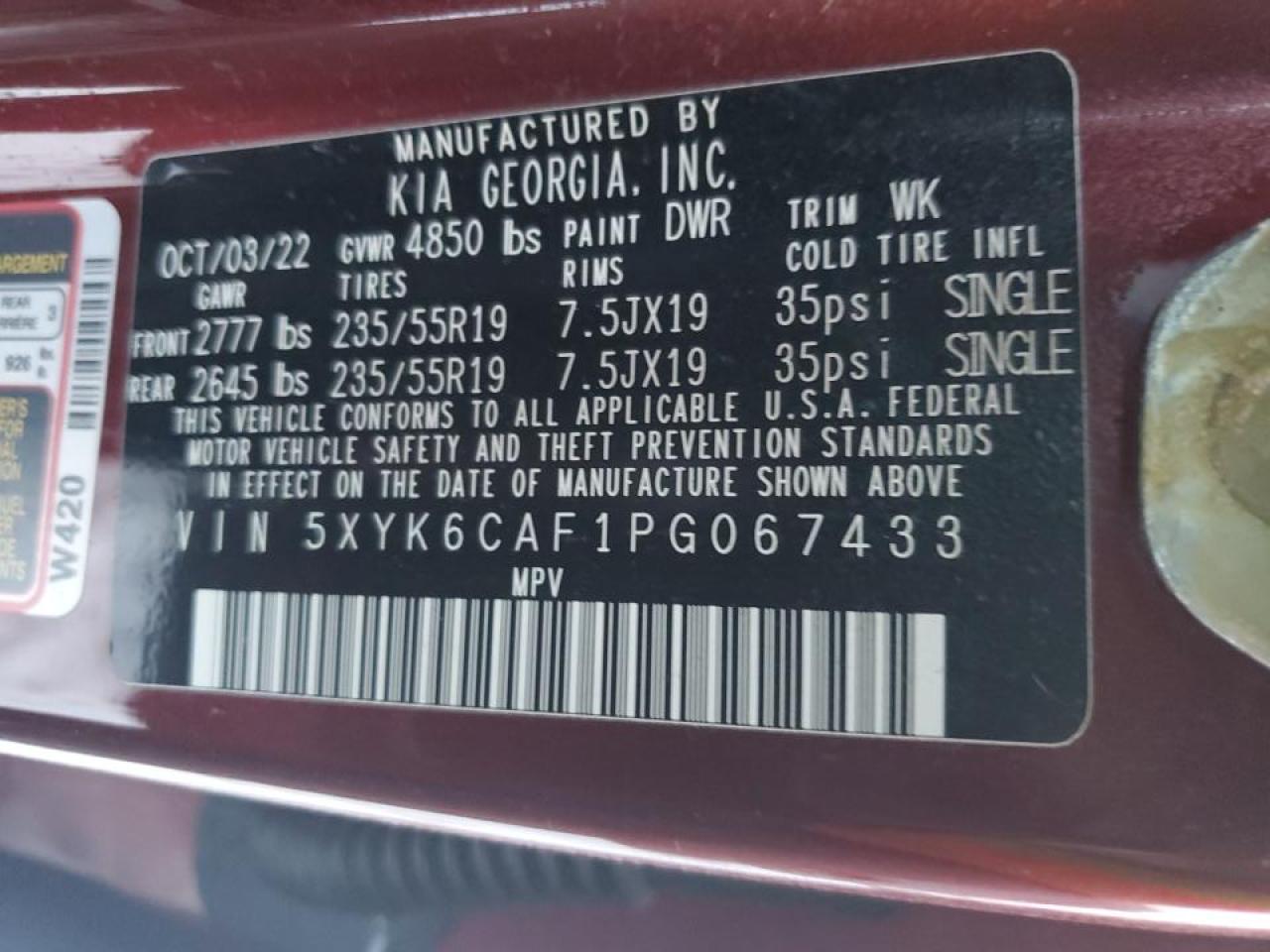 2023 KIA Sportage VIN 5XYK6CAF1PG067433 Copart auction photo, front end damage thumbnail 14