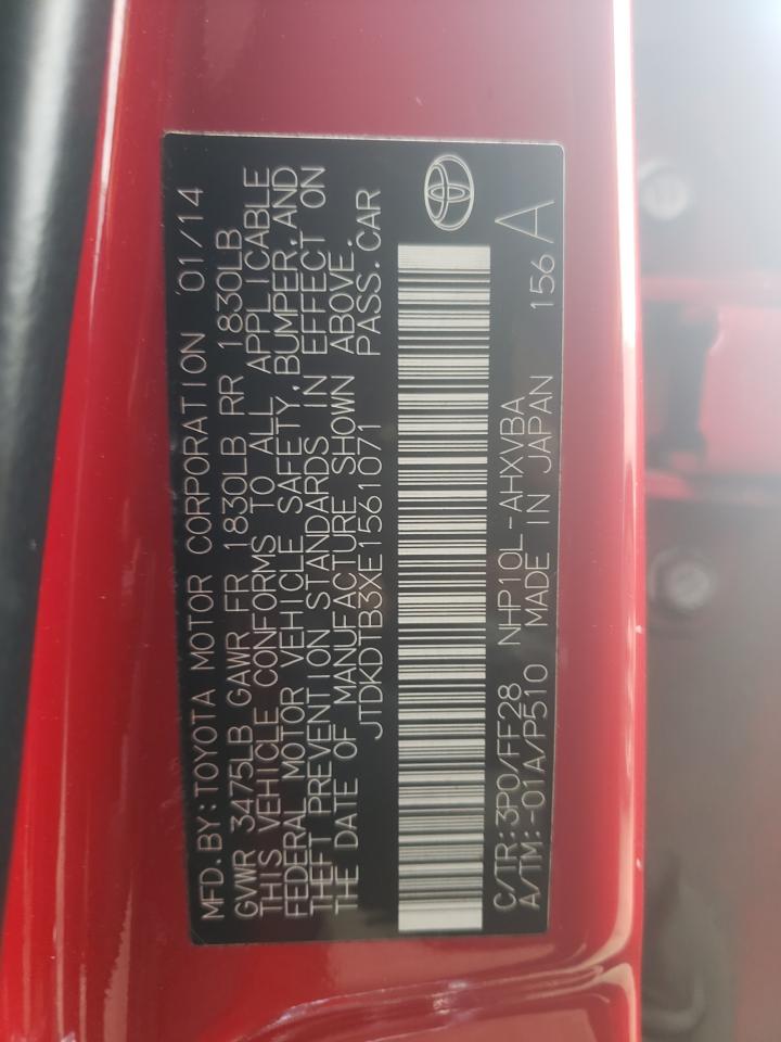 2014 Toyota Prius VIN JTDKDTB3XE1561071 Copart auction photo, all over damage thumbnail 12