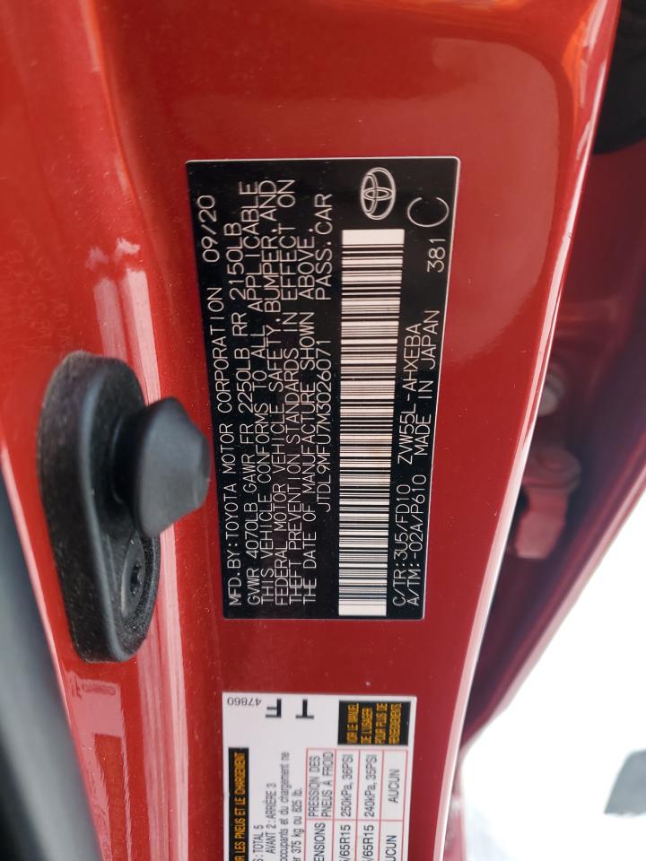 2021 Toyota Prius VIN JTDL9MFU7M3026071 Copart auction photo, front end / side damage thumbnail 14