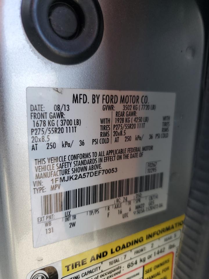2013 Ford Expedition VIN 1FMJK2A57DEF70053 Copart auction photo, side damage thumbnail 13