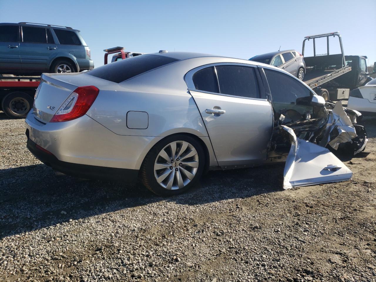 2013 Lincoln MKS VIN 1LNHL9DK7DG616975 Copart auction photo, front end / side damage thumbnail 3