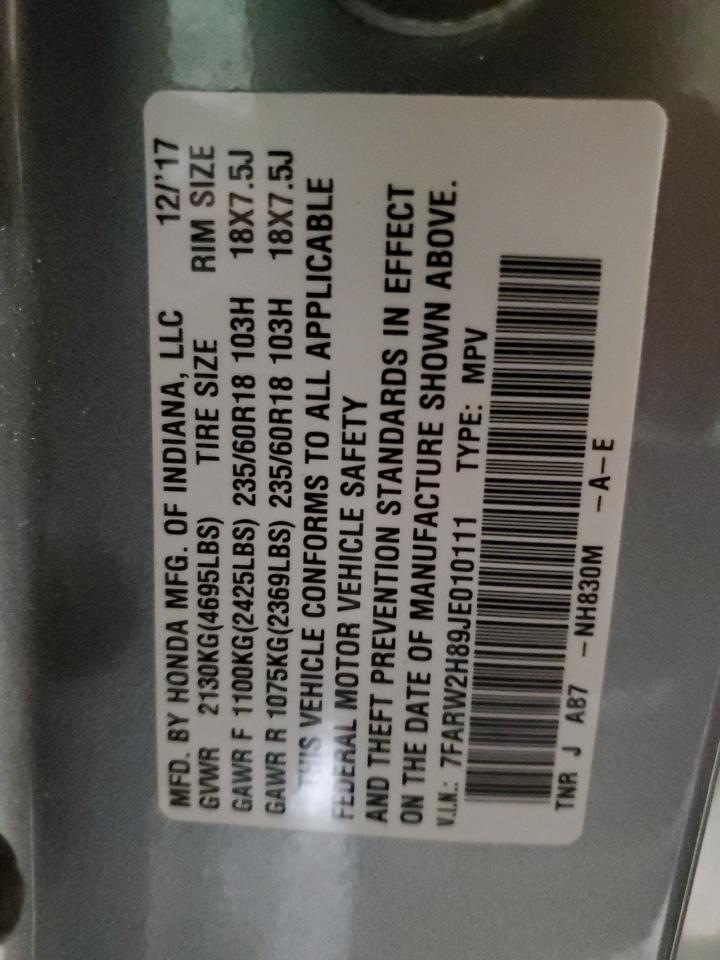 2018 Honda CR-V VIN 7FARW2H89JE010111 Copart auction photo, front end / mechanical damage thumbnail 12