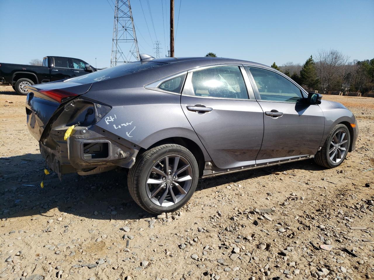 2021 Honda Civic VIN 19XFC1F30ME012283 Copart auction photo, rear end / side damage thumbnail 3