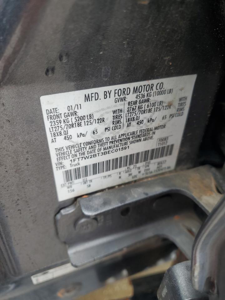 2011 Ford F250 VIN 1FT7W2BT3BEC01591 Copart auction photo, side damage thumbnail 14