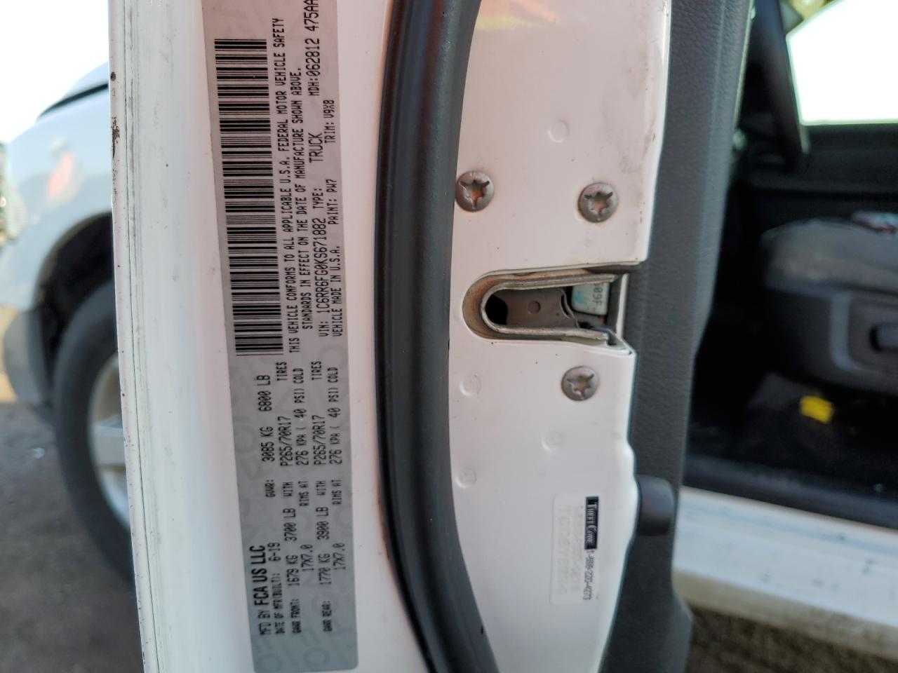 2019 RAM 1500 VIN 1C6RR6FG0KS671882 Copart auction photo, side / mechanical damage thumbnail 12