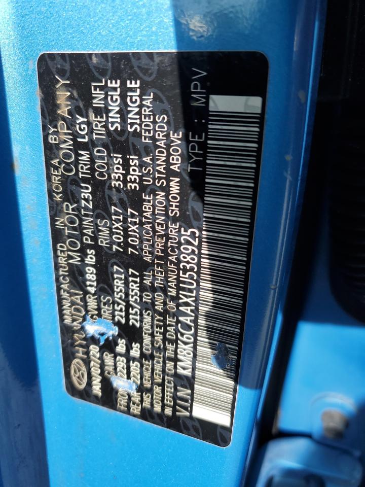 2020 Hyundai Kona VIN KM8K6CAAXLU538925 Copart auction photo, front end damage thumbnail 15
