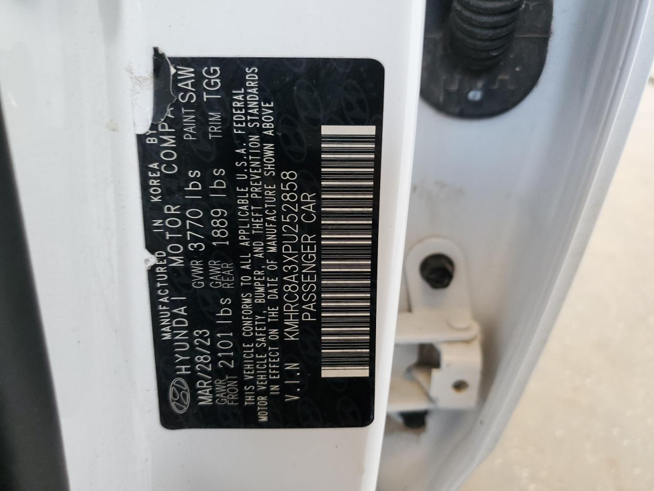 2023 Hyundai Venue VIN KMHRC8A3XPU252858 Copart auction photo, front end damage thumbnail 14
