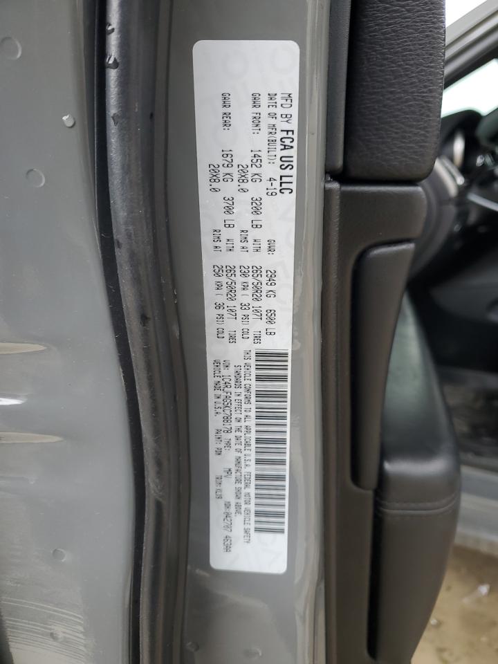 2019 Jeep Grand Cherokee VIN 1C4RJFAG5KC788178 Copart auction photo, vandalism damage thumbnail 12