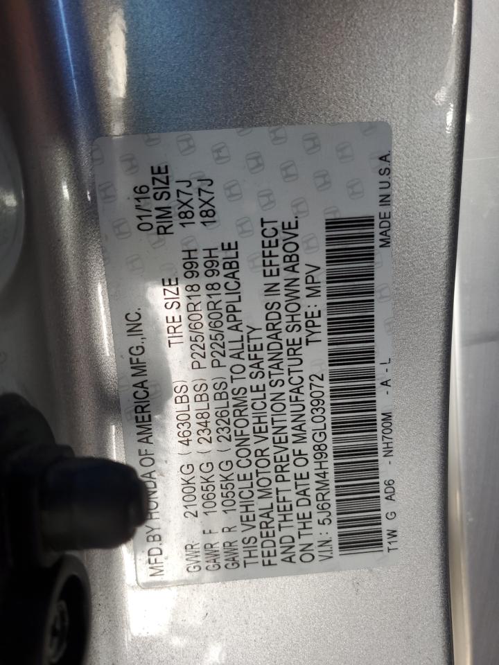 2016 Honda CR-V VIN 5J6RM4H98GL039072 Copart auction photo, front end damage thumbnail 13