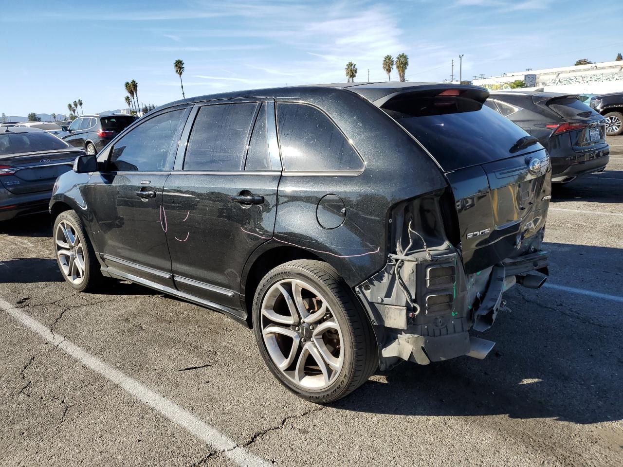 2014 Ford Edge VIN 2FMDK3AK8EBB30901 Copart auction photo, front end / rear end damage thumbnail 2