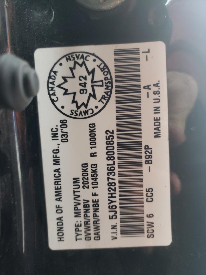 2006 Honda Element VIN 5J6YH28736L800852 Copart auction photo, all over damage thumbnail 15