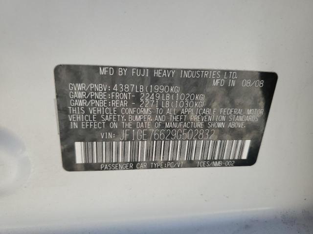 2009 Subaru WRX VIN JF1GE76629G502832 Copart auction photo, hail damage thumbnail 12