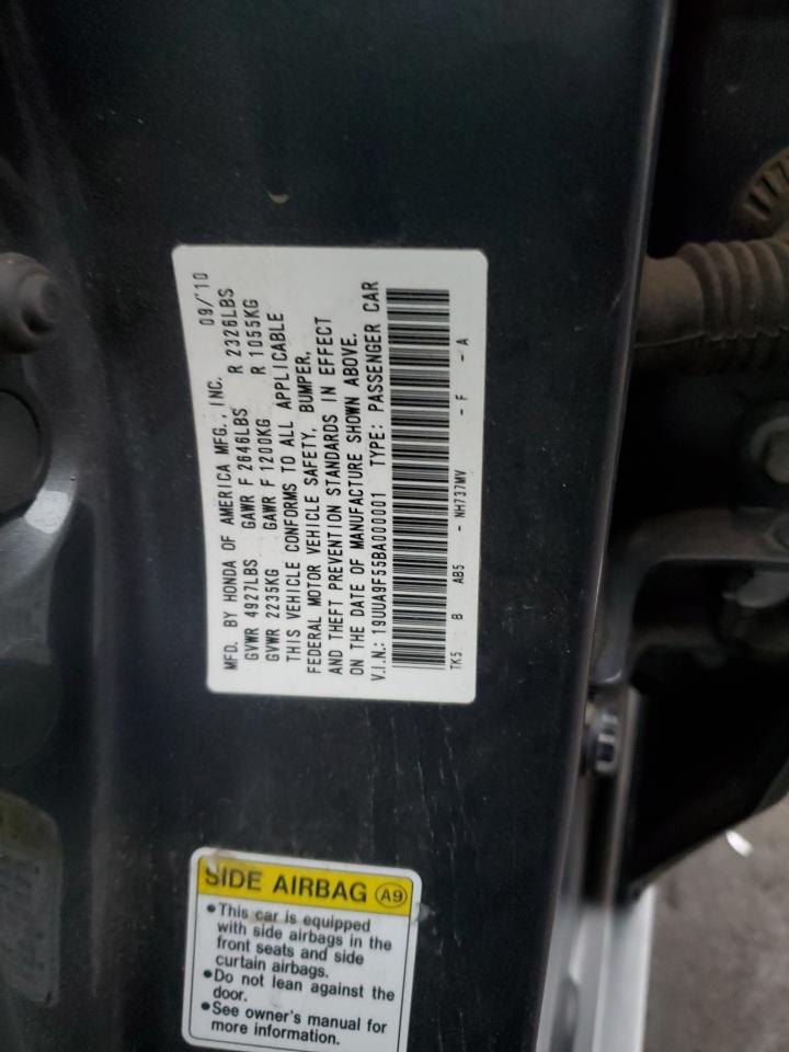 2011 Acura TL VIN 19UUA9F55BA000001 Copart auction photo, front end damage thumbnail 12