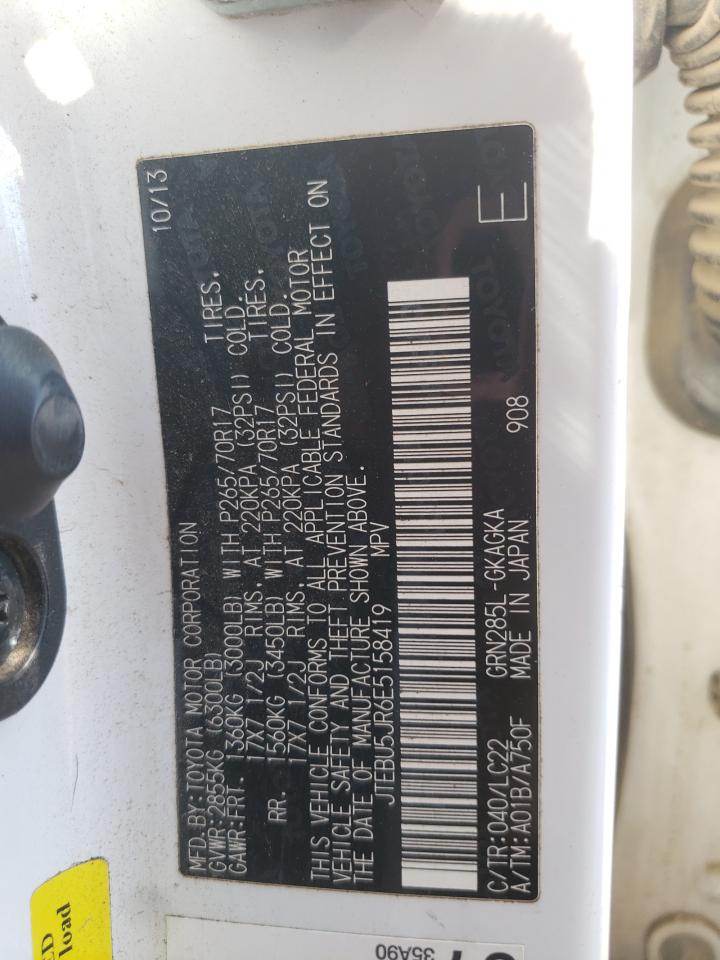 2014 Toyota 4Runner VIN JTEBU5JR6E5158419 Copart auction photo, side damage thumbnail 15