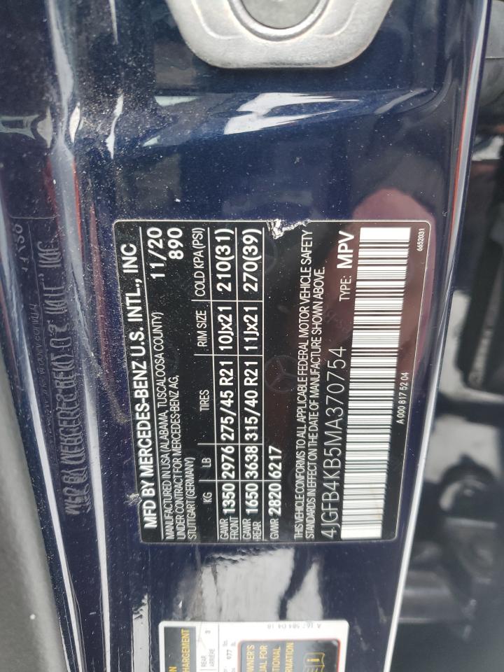 2021 Mercedes-Benz GLE VIN 4JGFB4KB5MA370754 Copart auction photo, front end damage thumbnail 13
