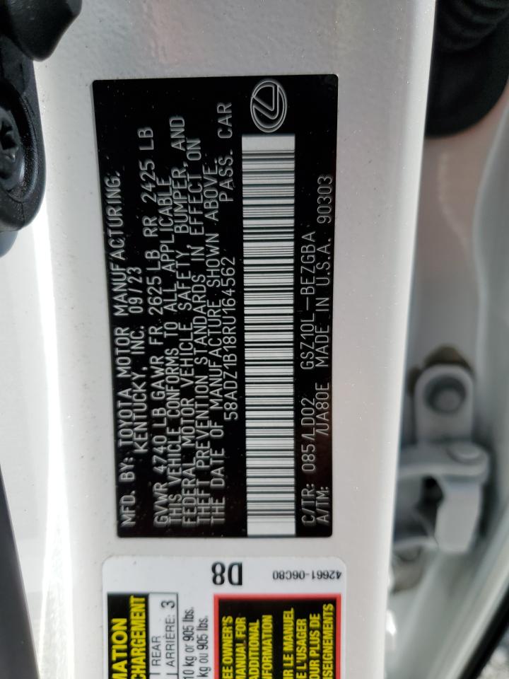 2024 Lexus ES VIN 58ADZ1B18RU164562 Copart auction photo, rear end / minor dent/scratches damage thumbnail 12