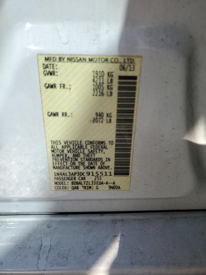 2013 Nissan Altima VIN 1N4AL3AP3DC915511 Copart auction photo, rear end damage thumbnail 12