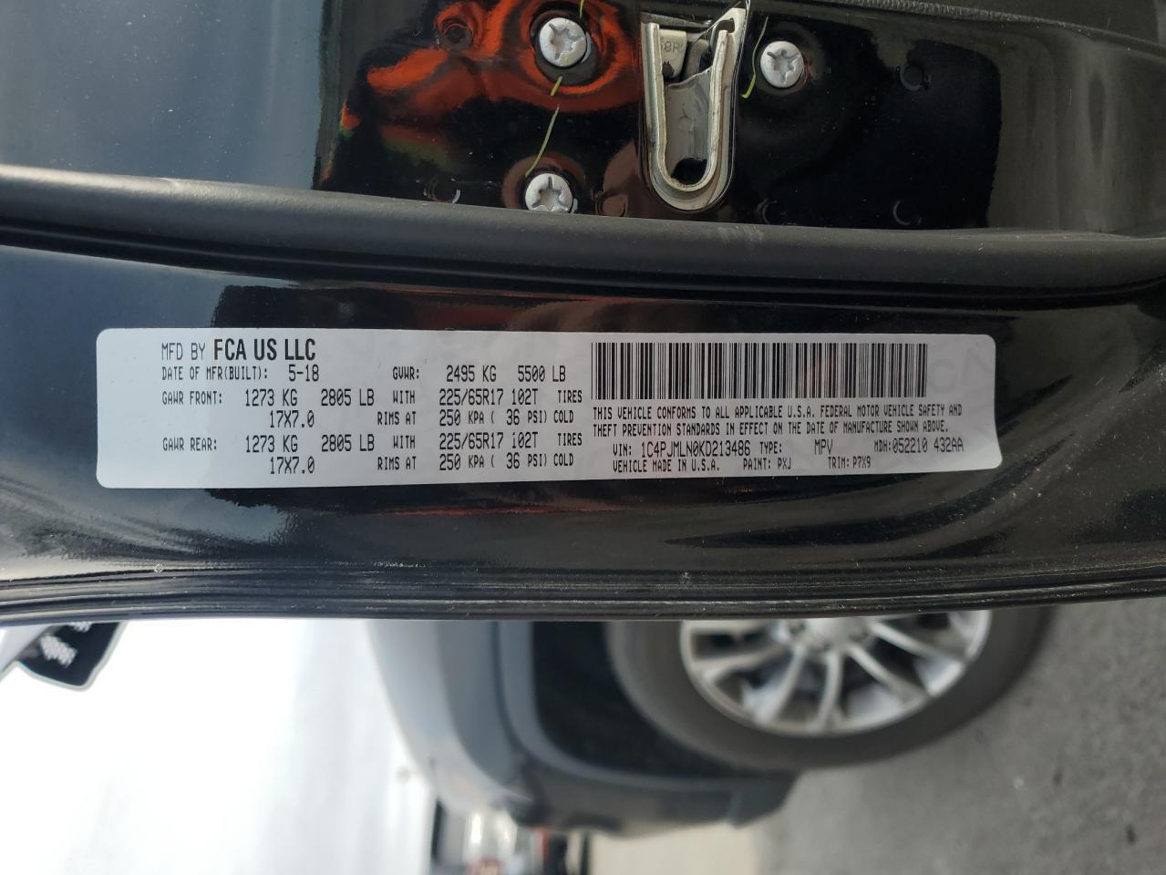 2019 Jeep Grand Cherokee VIN 1C4PJMLN0KD213486 Copart auction photo, rear end / mechanical damage thumbnail 13