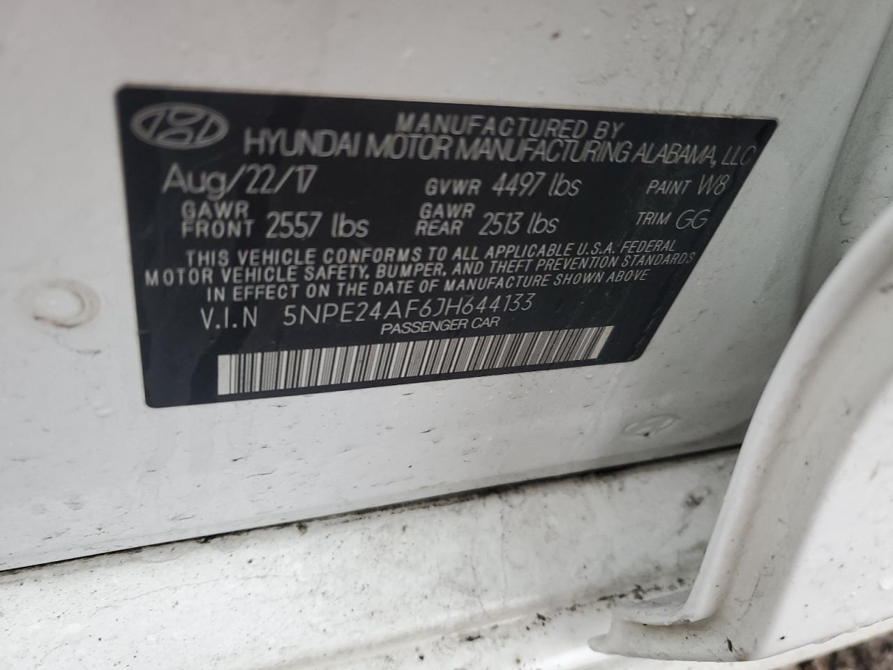 2018 Hyundai Sonata VIN 5NPE24AF6JH644133 Copart auction photo, front end damage thumbnail 12