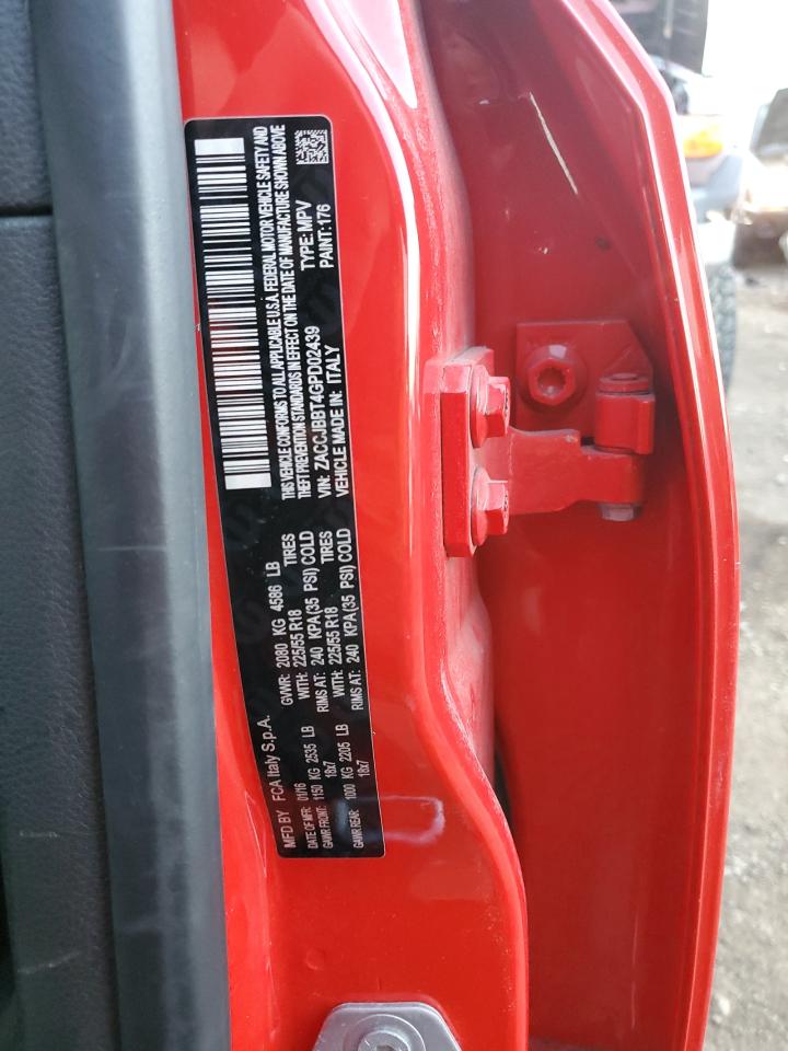 2016 Jeep Renegade VIN ZACCJBBT4GPD02439 Copart auction photo, side / mechanical damage thumbnail 12