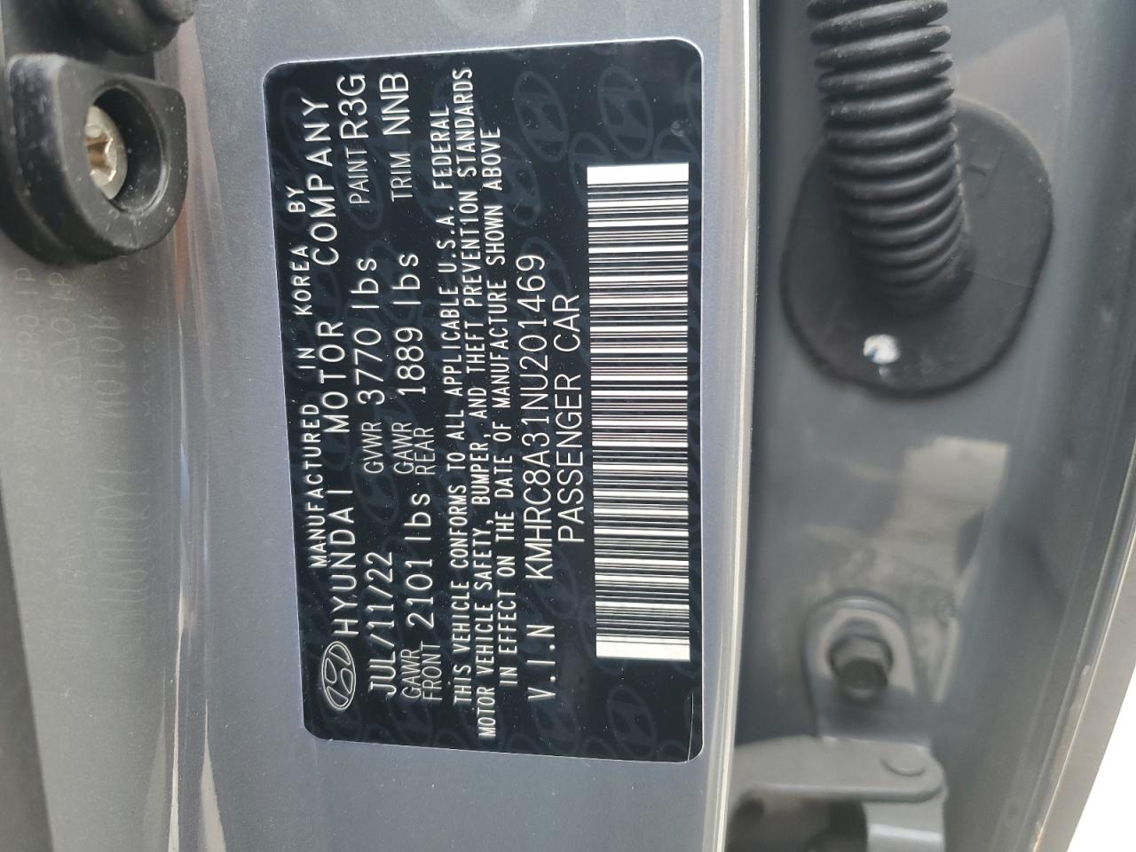 2022 Hyundai Venue VIN KMHRC8A31NU201469 Copart auction photo, hail damage thumbnail 13