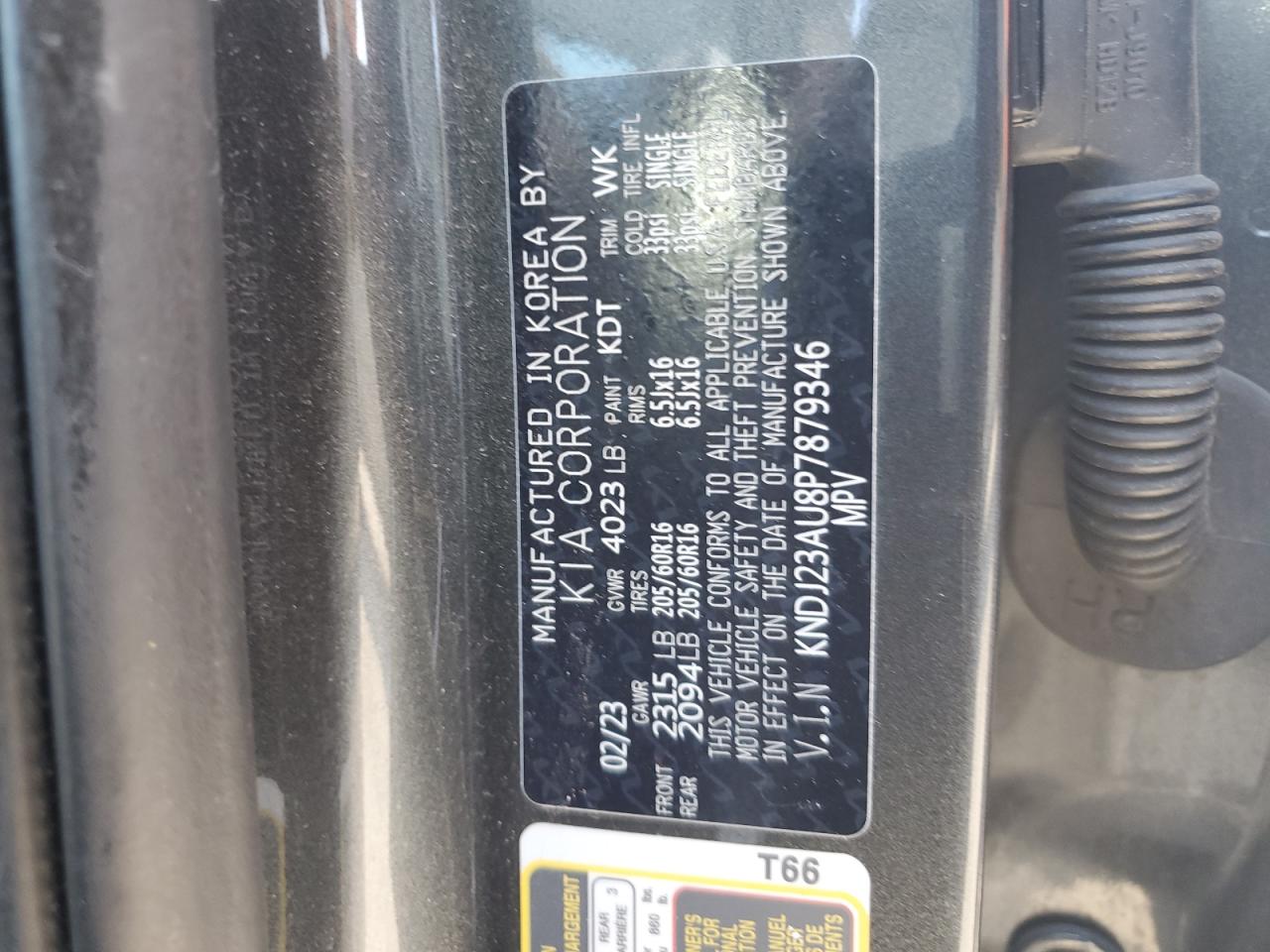 2023 KIA Soul VIN KNDJ23AU8P7879346 Copart auction photo, front end / undercarriage damage thumbnail 12