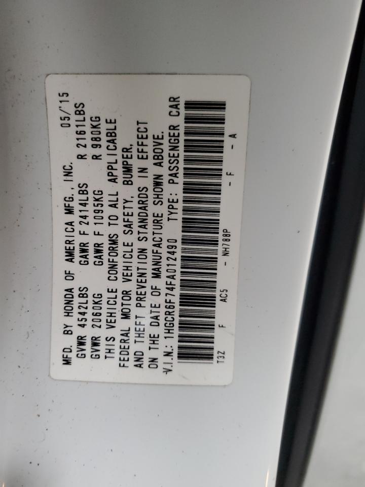 2015 Honda Accord VIN 1HGCR6F74FA012490 Copart auction photo, front end damage thumbnail 13