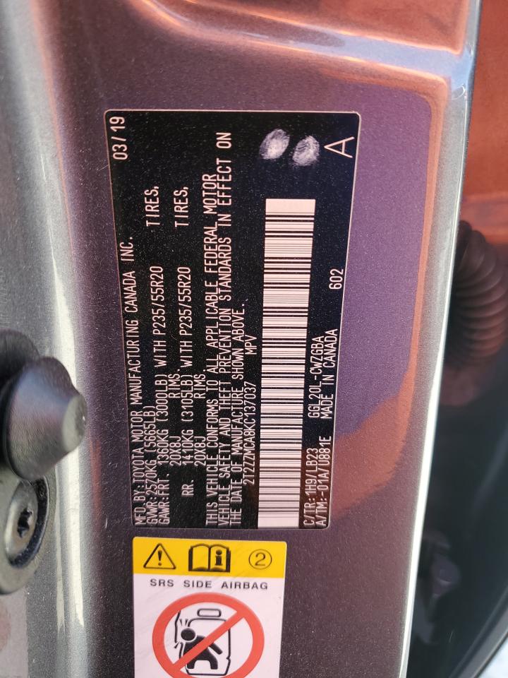 2019 Lexus RX VIN 2T2ZZMCA8KC137037 Copart auction photo, front end / side damage thumbnail 13