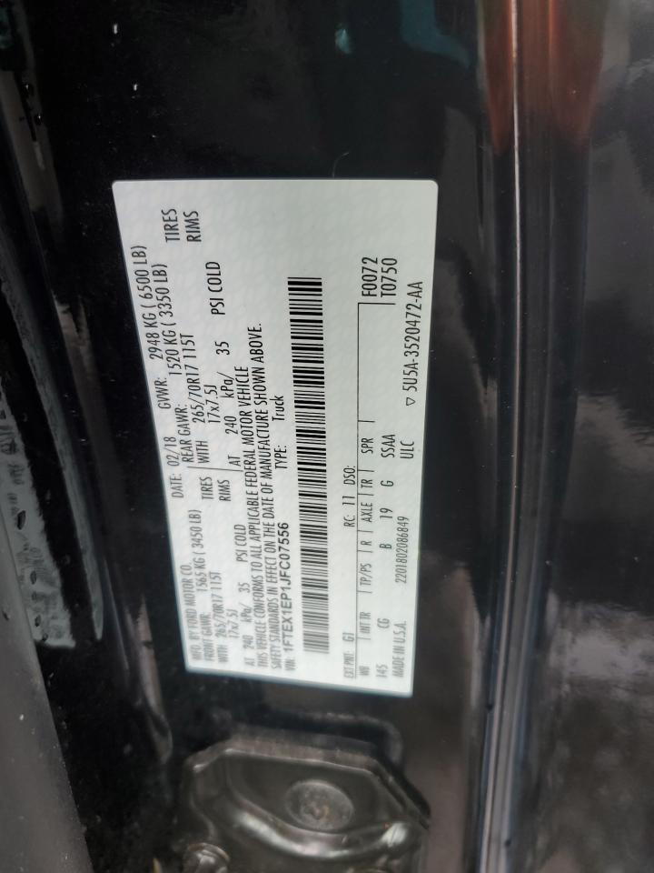 2018 Ford F-150 VIN 1FTEX1EP1JFC07556 Copart auction photo, front end damage thumbnail 14