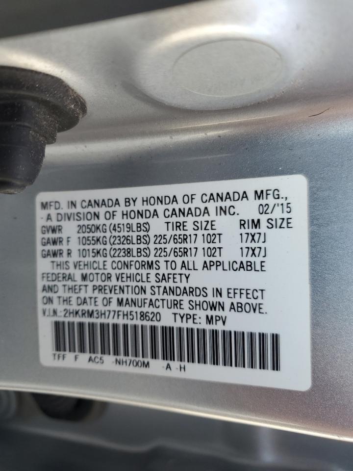 2015 Honda CR-V VIN 2HKRM3H77FH518620 Copart auction photo, front end / top/roof damage thumbnail 12